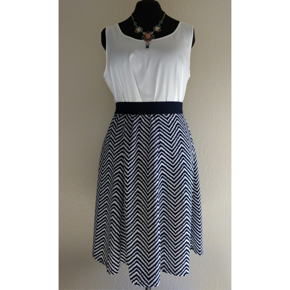 Blue & White Cheveron Skirt